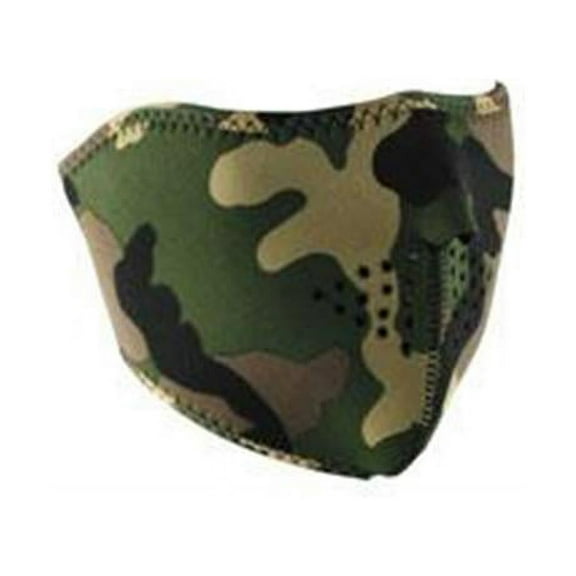 ZANheadgear 1/2 Adjustable Face Mask, 8x6x0.50in, Neoprene and Polyester Woodland Camouflage