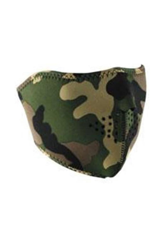 1/2 Adjustable Face Mask, 8x6x0.50in, Neoprene and Polyester Woodland Camouflage