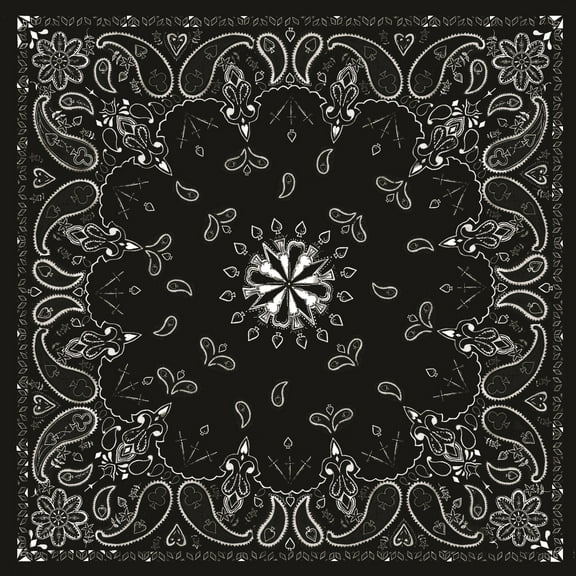 ZANheadhear Cotton Bandanna, Black Paisley