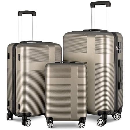 ZAP 3 Piece Hardshell Luggage Set Hardside Lightweight Suitcase with TSA Lock Spinner Wheels 20in/24in/28in(Champagne)