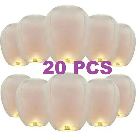 ZAP Chinese Paper Lanterns,20 Pack White Paper Wishing Lanterns for Weddings, Birthday Party, New Years, Festival(White)