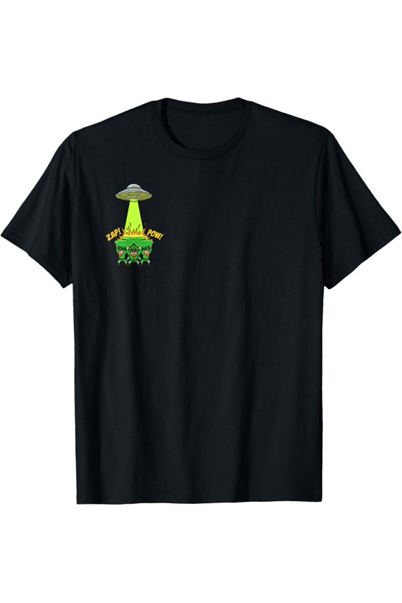 ZAP POW Alien UFO Vs Leprechaun Attack St Patricks Day Tee T-Shirt