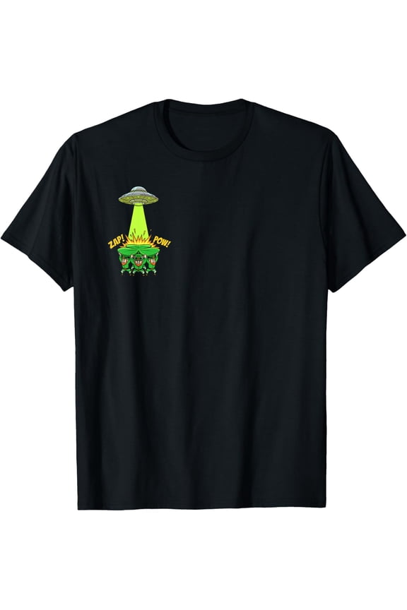 ZAP POW Alien UFO Vs Leprechaun Attack St Patricks Day Tee T-Shirt