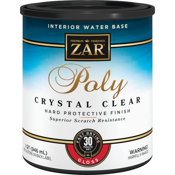 United Gilsonite Aqua Zar Water-Based Polyurethane Finish Water Based Clear Gloss 1 Qt Case of 4 Exterior Wood Surfaces, UV-Resistant Formula