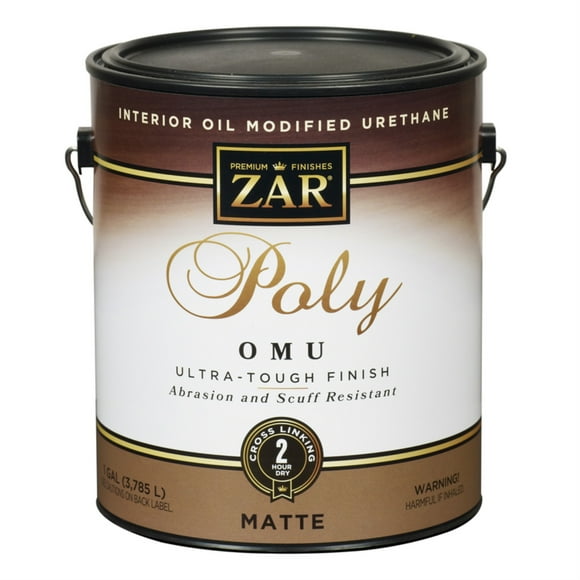 1 gal UGL 36413 Clear Zar, Poly OMU Interior Water-Based Oil Modified Urethane Poly Finish, Matte