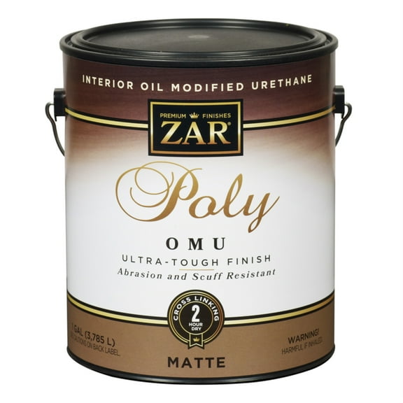 1 gal UGL 36413 Clear Zar, Poly OMU Interior Water-Based Oil Modified Urethane Poly Finish, Matte