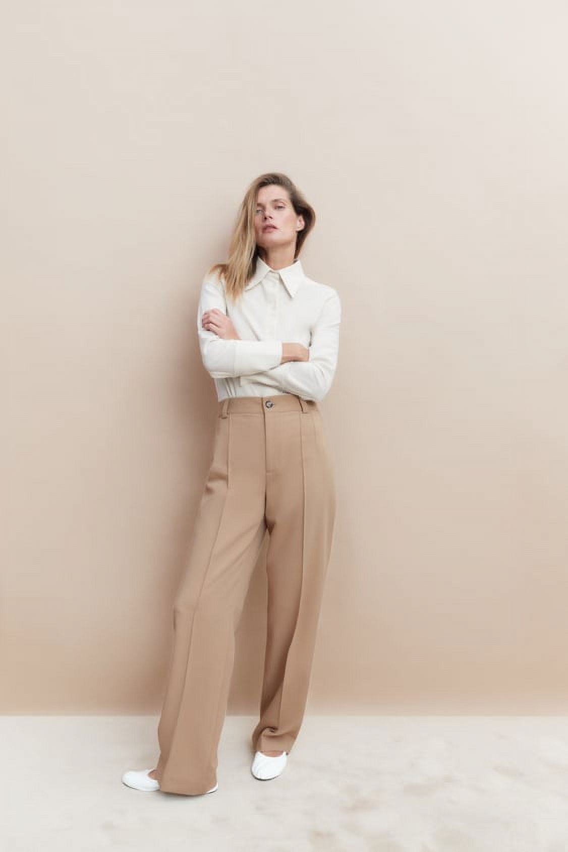ZARA NEW WOMAN FULL LENGTH HIGH-RISE STRAIGHT LEG FRANCOISE PANTS -Small  New with Tags Ref:9203/103