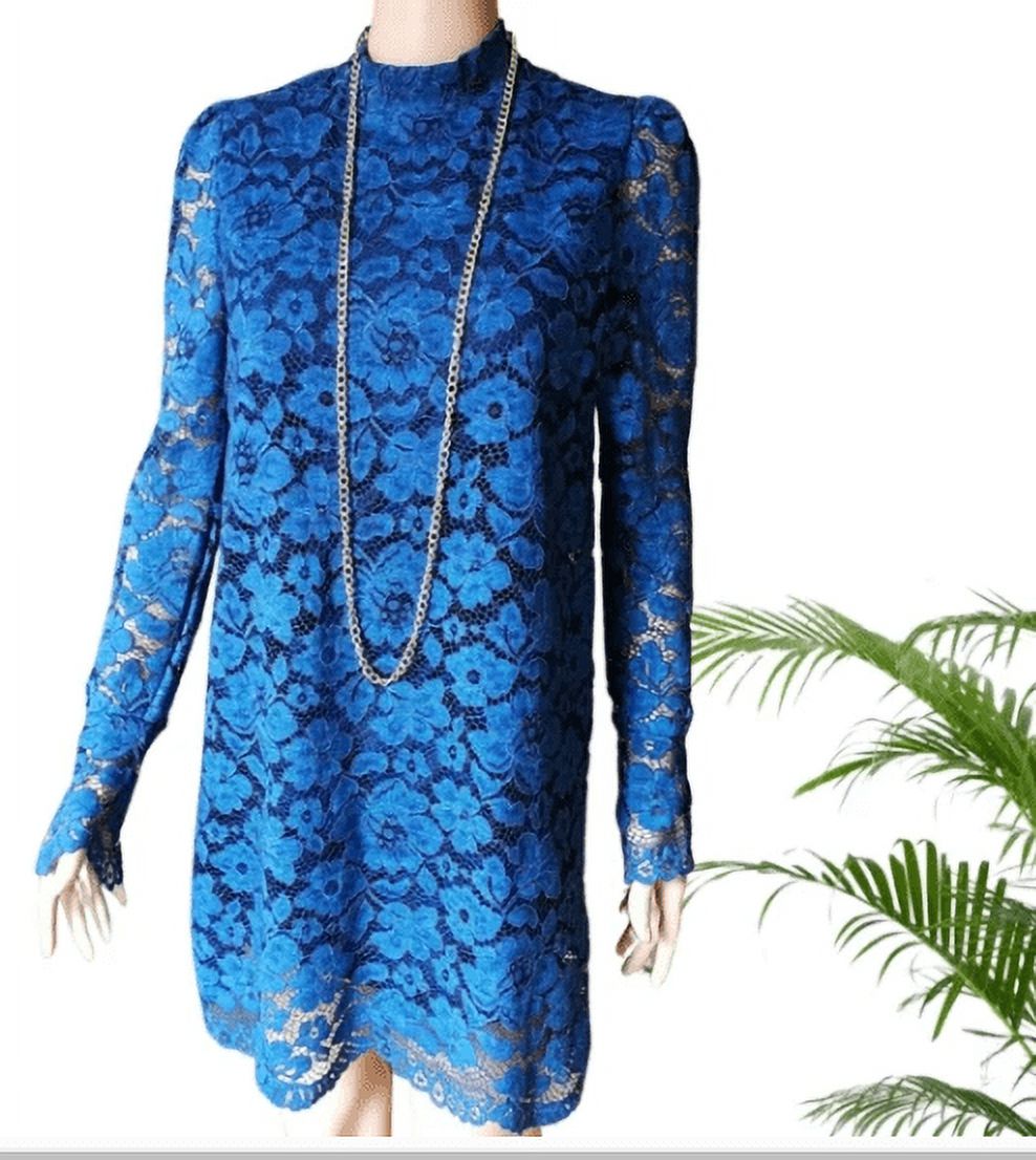 ZARA Navy blue long sleeves lace Dress (M)