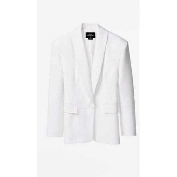 ZARA WOMAN SHOULDER PAD BLAZER TUXEDO COLLAR DINNER JACKET Small 7705/460