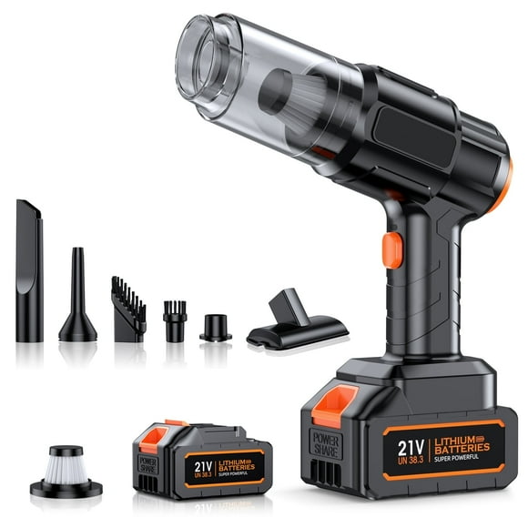 Portable Cordless Car Vacuum - 15000Pa High Power Dust Buster, 6-in-1 Handheld for Car/Home/Pet Hair/Keyboard, Black