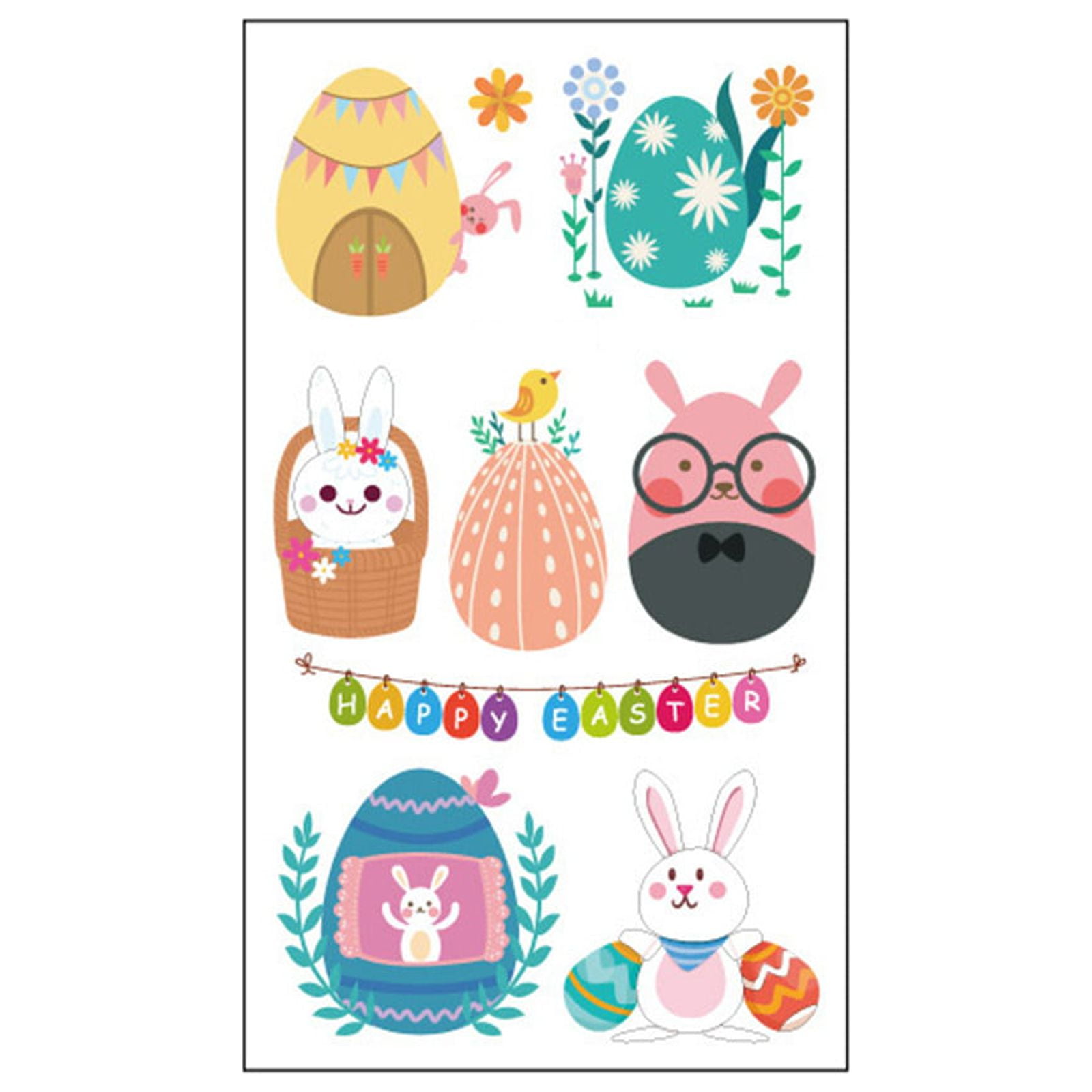ZAROYEAX 1 Sheet Easter Sticker Body Temporary Art Painting Easter Eggs
