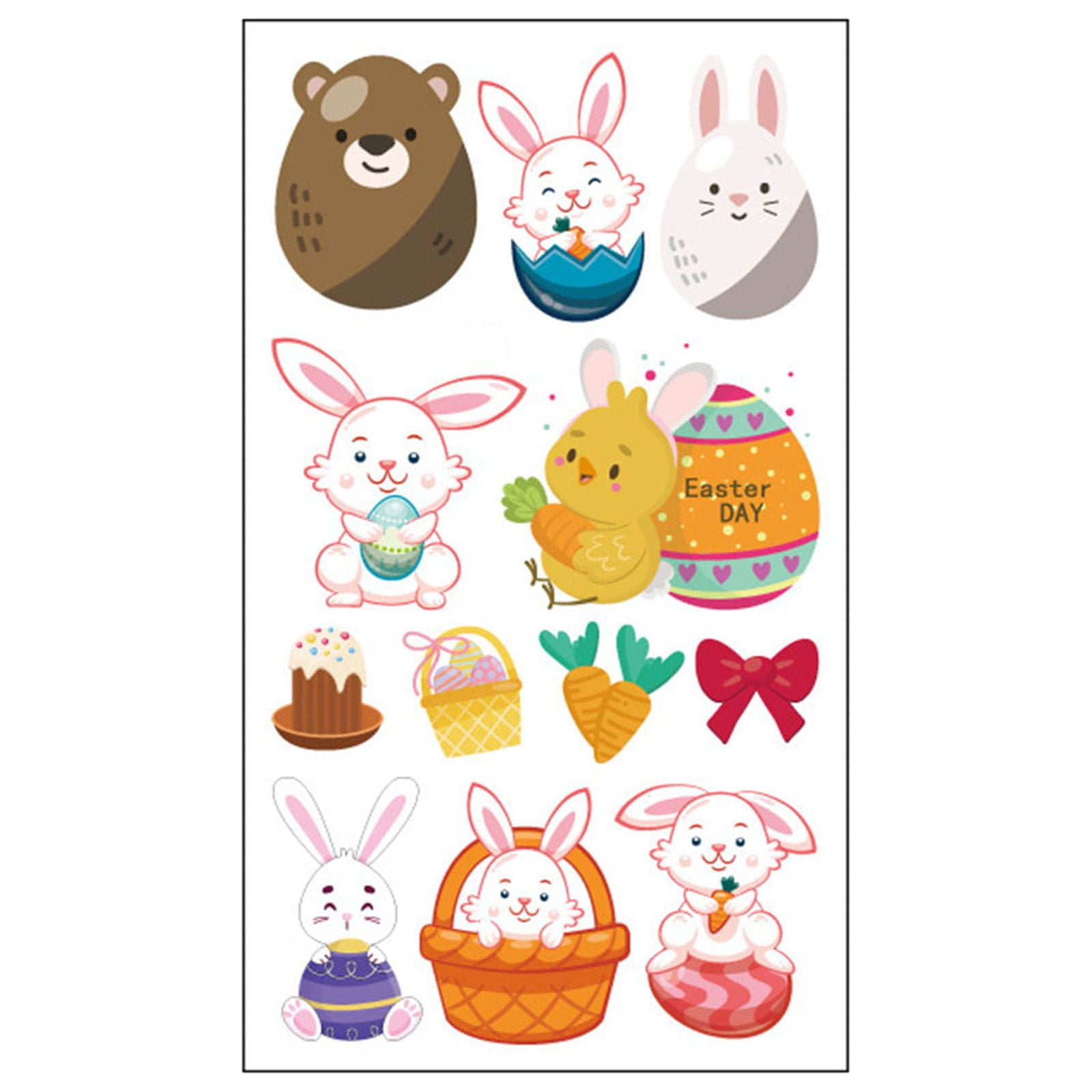 ZAROYEAX 1 Sheet Easter Sticker Body Temporary Art Painting Easter Eggs