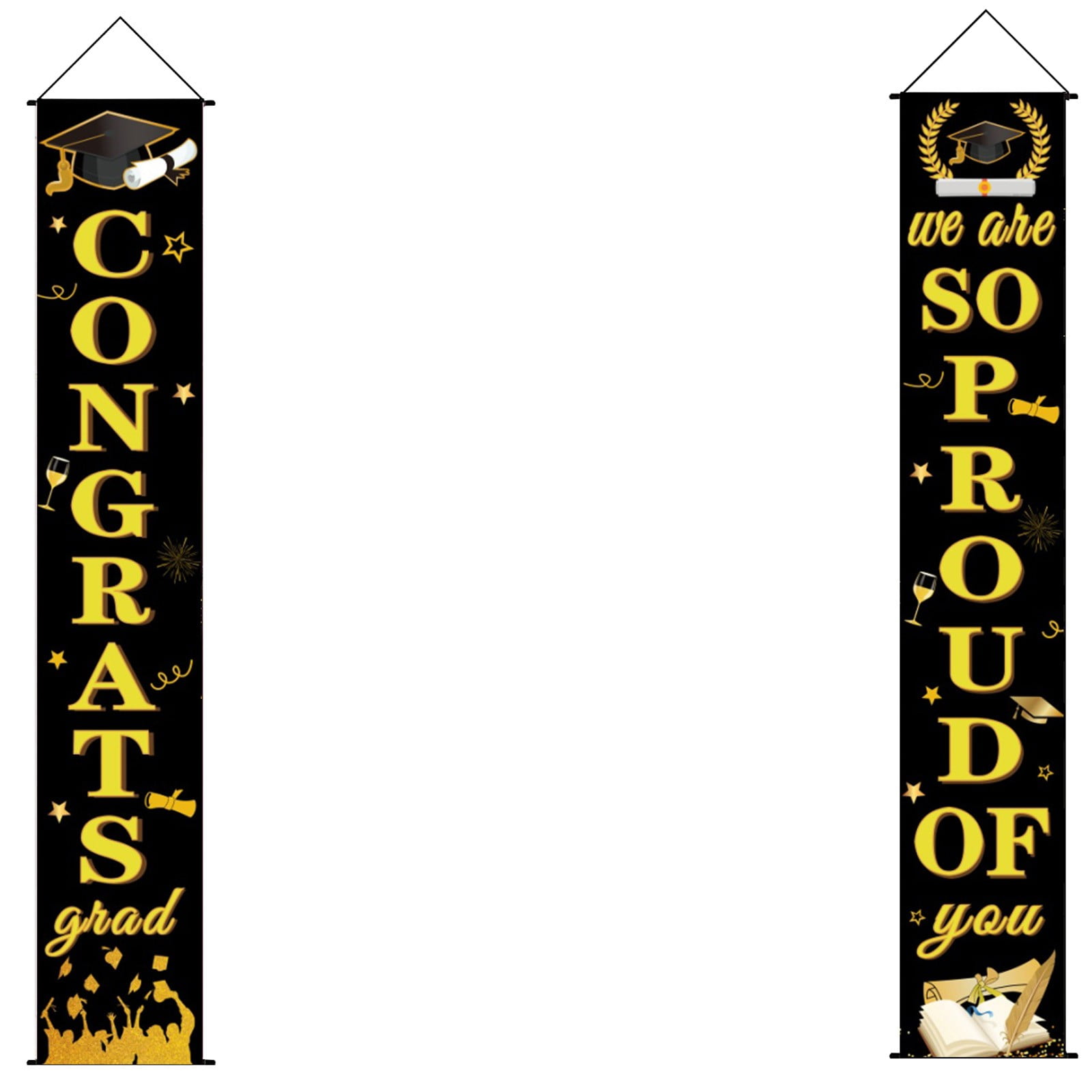 ZAROYEAX 2024 Graduation Banners Hanging Flags Porch Sign Class of 2024 ...