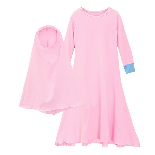 ZAROYEAX Baby Girls' Ramadan Abaya with Hijab Full Length Robe Burka ...