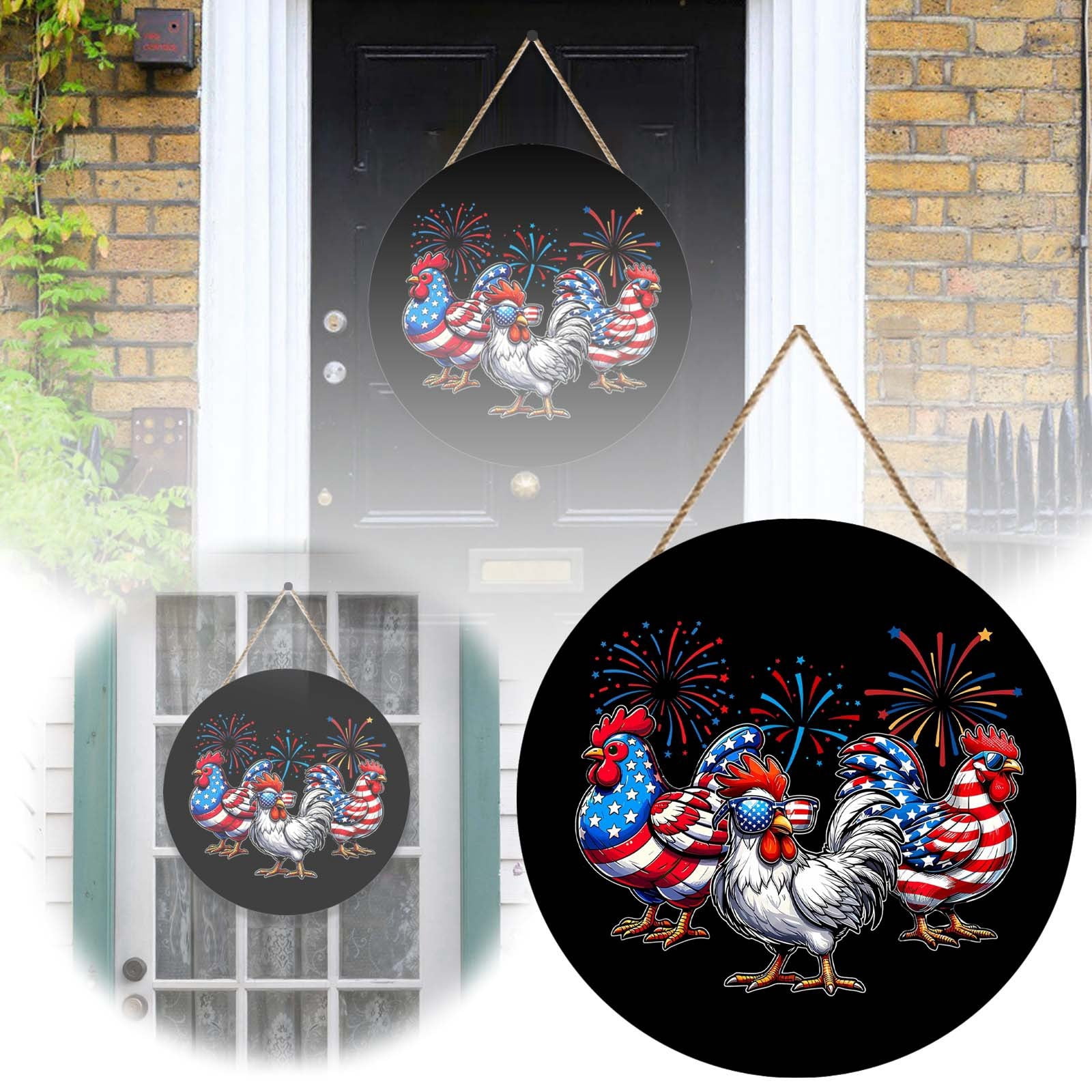 ZAROYEAX Beautiful Independence Day Chicken Decorated Acrylic Door ...