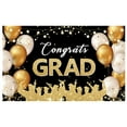 ZAROYEAX Black and Gold Graduation Backdrops Banner Congrats Grad Sign