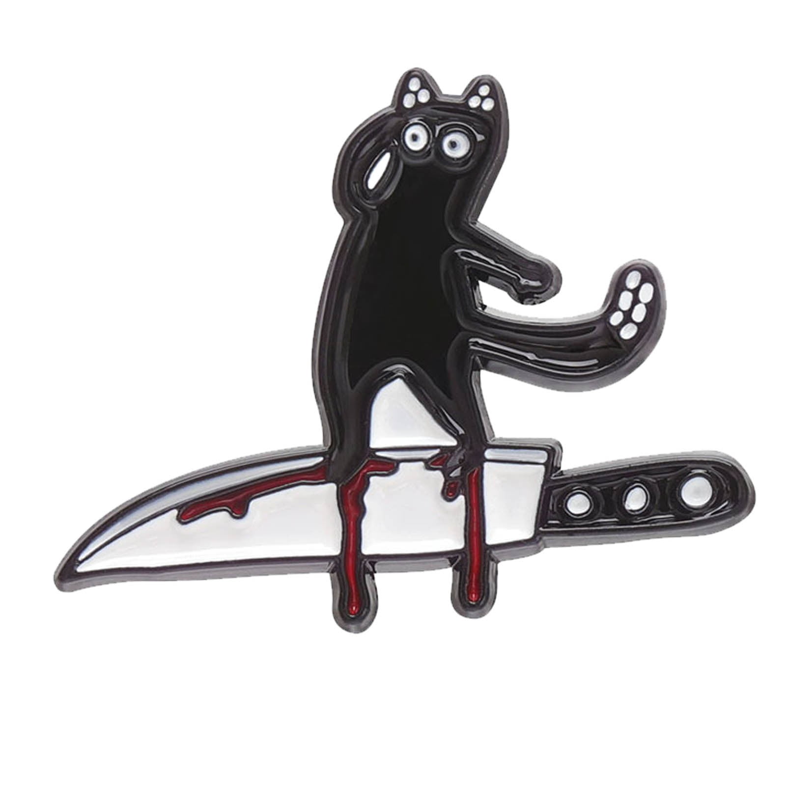 ZAROYEAX Cat Takes Stab to Eye and Cat Stands on Edge Metal Badge