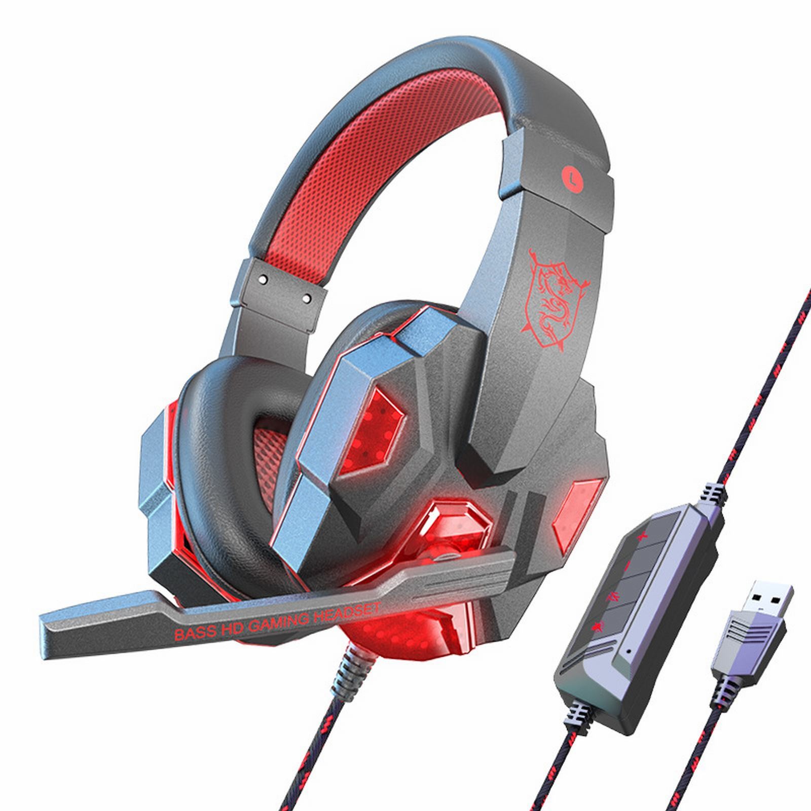 Zaroyeax Comfortable Gaming Wired Headset Over Ear Headphones With Mic Noise Cancellation And 6186