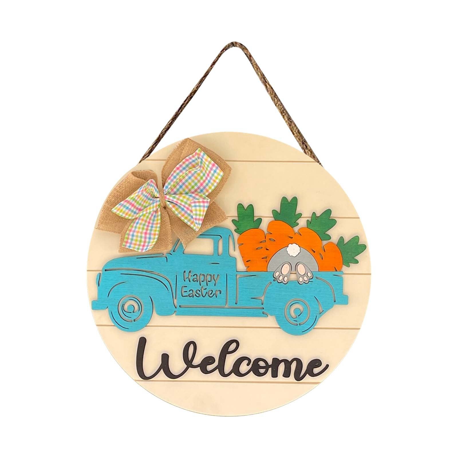 ZAROYEAX Easter Wooden House Sign Carrot House Sign Rustic Easter Wood
