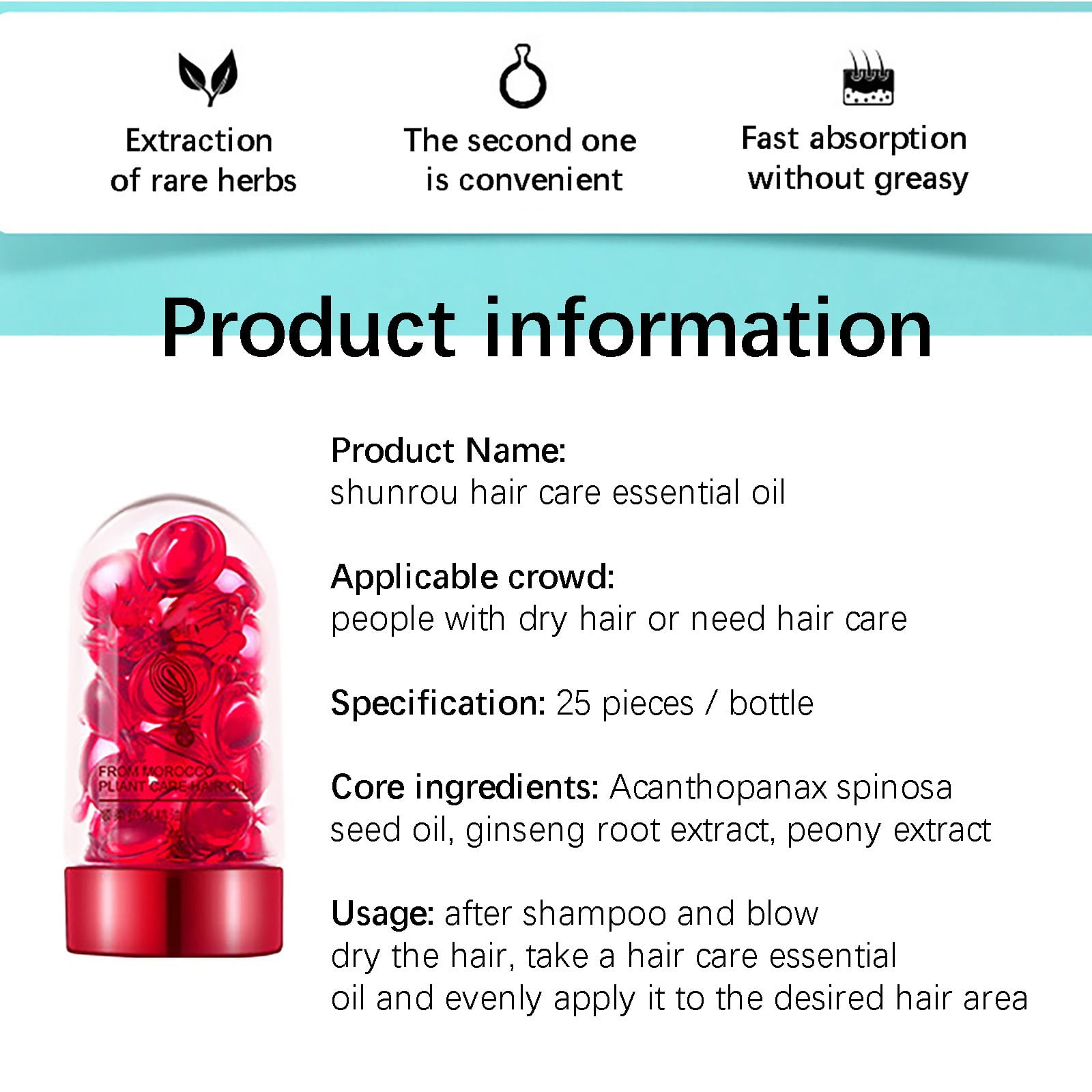 ZAROYEAX Hair Care Essential Oil Capsules, Repair and Soften Silky Hair