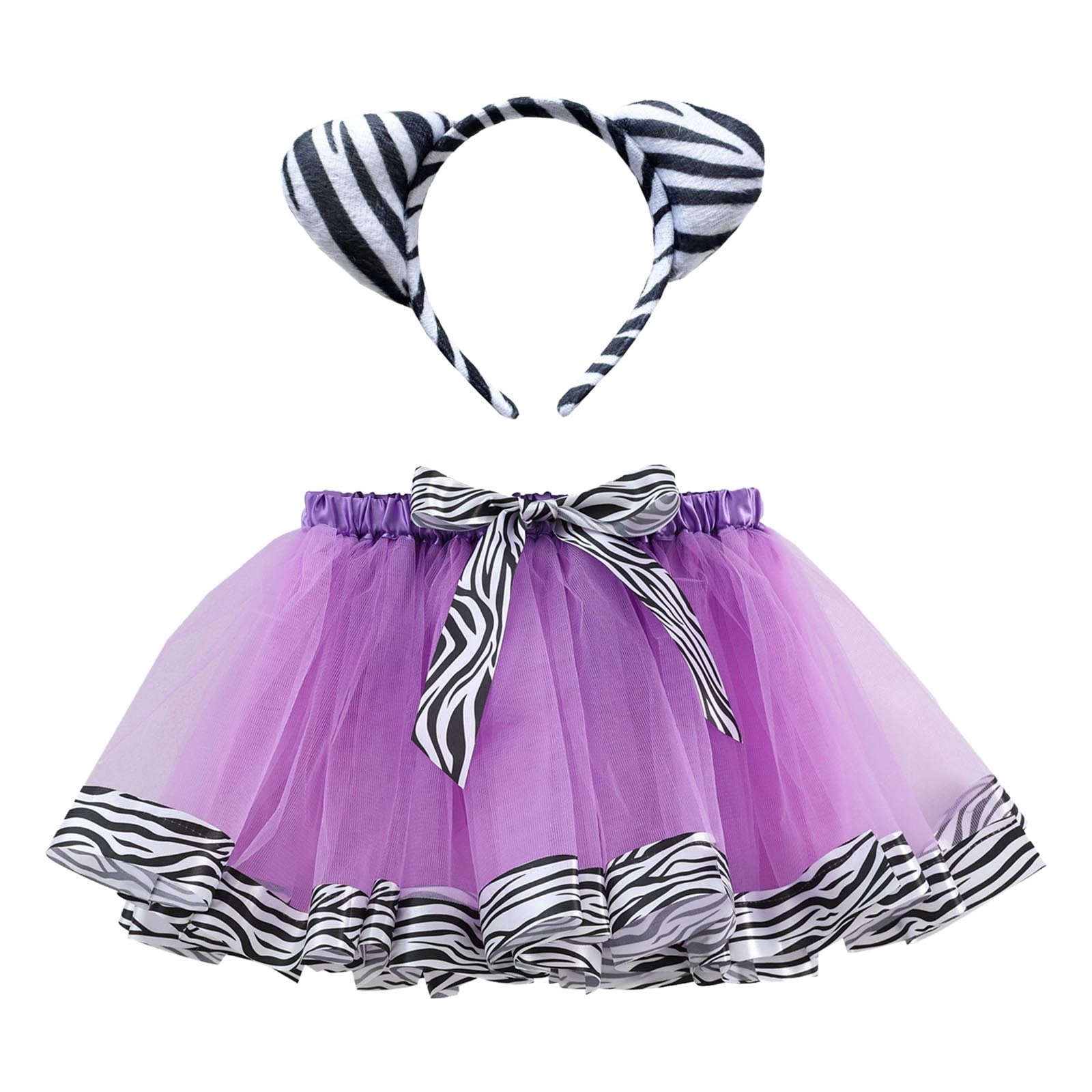 ZAROYEAX Kids Girls Ballet Skirts Party Tulle Dance Skirt Hairband Set