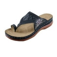 ZAROYEAX Large Size Embroidered Buckle Clip Finger Comfortable Wedge Heel Female Sandals