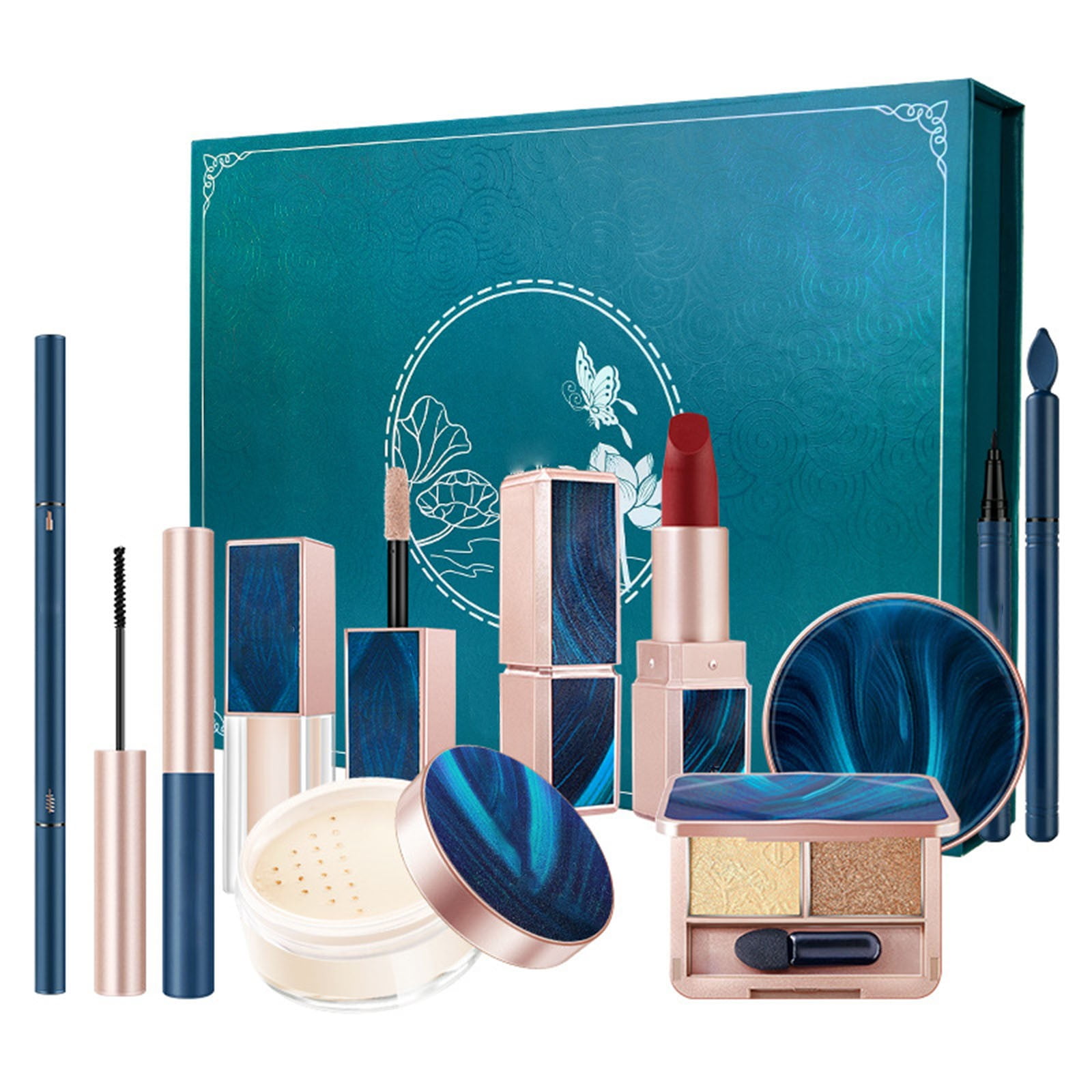 ZAROYEAX Makeup Set Eight Piece Lipstick Air Cushion Setting Powder