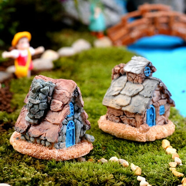 ZAROYEAX Miniature Stone House Statue Home Decor Fairy Ornament Garden
