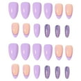 ZAROYEAX Nail Patch Light Purple Simple Glitter French Style Removable