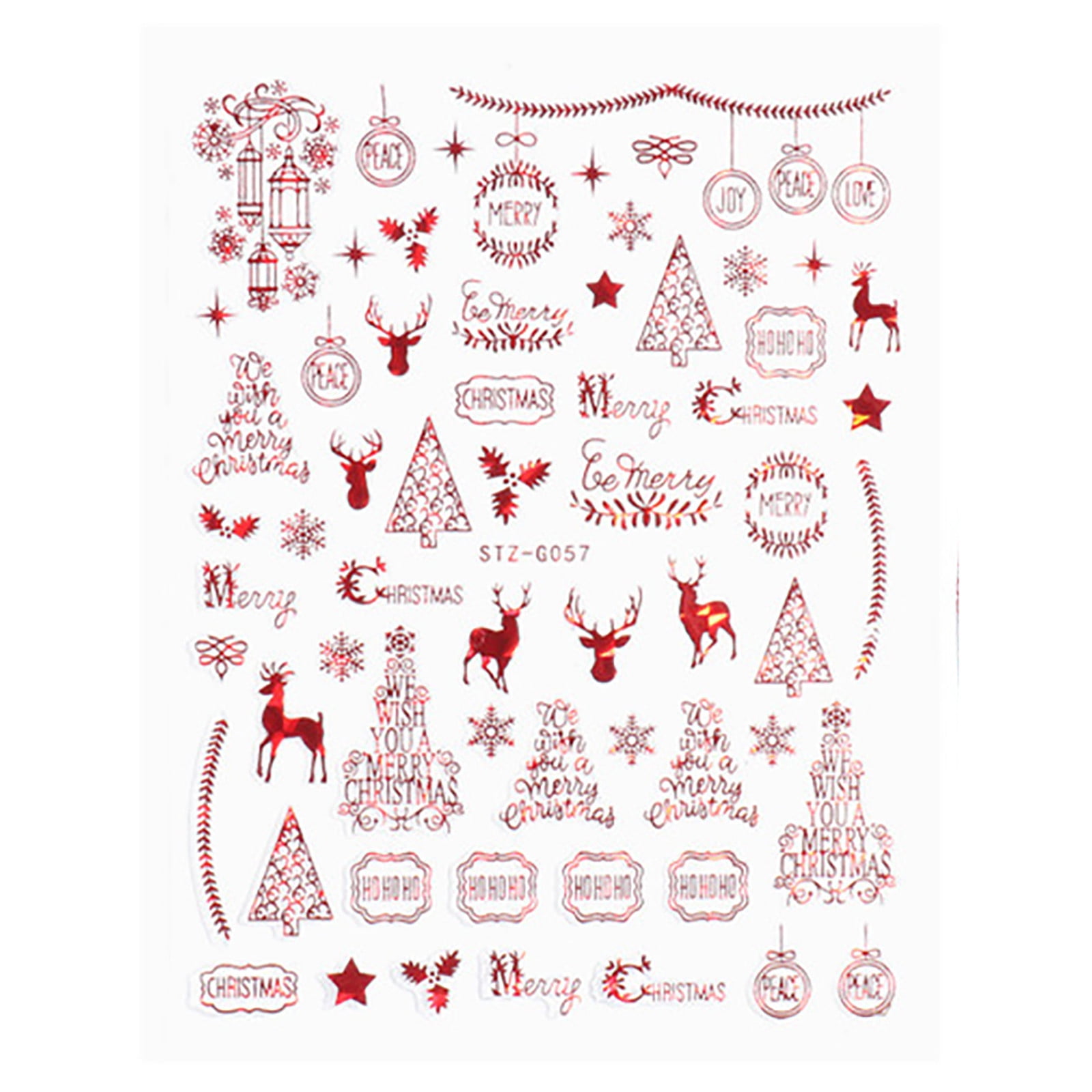 ZAROYEAX Nail Stickers Christmas Series Nails Red Elk Snowflake Tree 3D