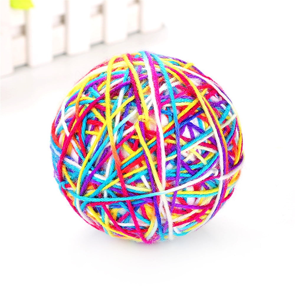 ZAROYEAX Pet Cat Toy Colorful Handmade Bells Bouncy Ball BuiltIn