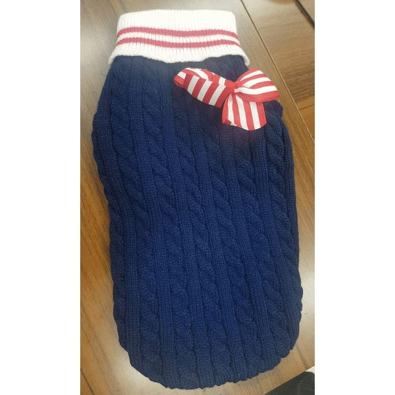 ZARYIEEO Dog Sweater, Dog British Style Sweater Blue Warm Dog Sweaters Knitwear Vest Turtleneck Pullover Dog Coat for Small Medium Dogs Puppies Bulldog for Fall Winter