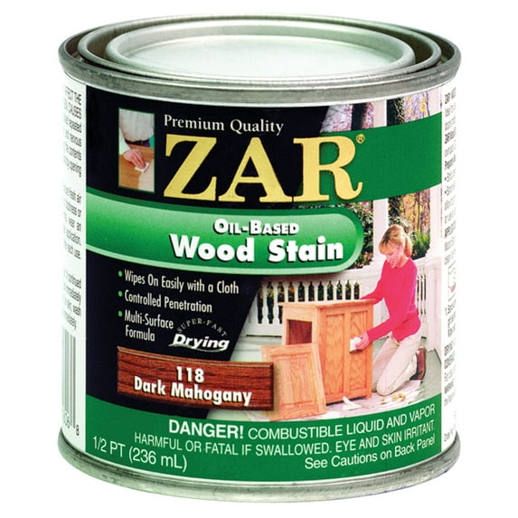 ZAR Semi-Transparent Smooth Dark Mahogany Oil-Based Oil Wood Stain 1/2 pt. - Case Of: 6;