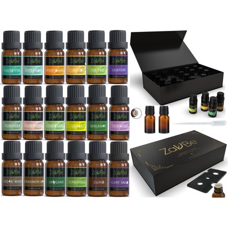 ZAVBE Flash Sale! 18 Essential Oil Set with 20 Holes Box Case Diffuser Aromatherapy - 100% Therapeutic Grade Clove, Lemon, Bergamot, Lavender, Peppermint, Tea Tree, Argan, Rosemary, Frankincense