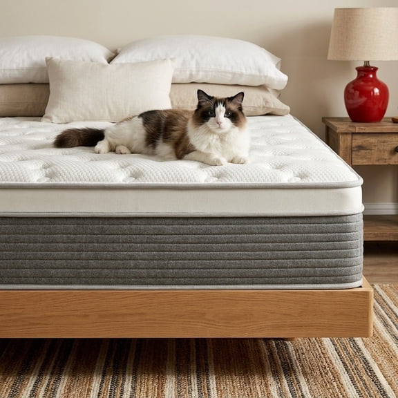 ZAVINITE 12-Inch Queen Size Hybrid Mattress in a Box, Medium Firm Cooling Gel Memory Foam & Pocketed Coils for Motion Isolation, CertiPUR-US Certified