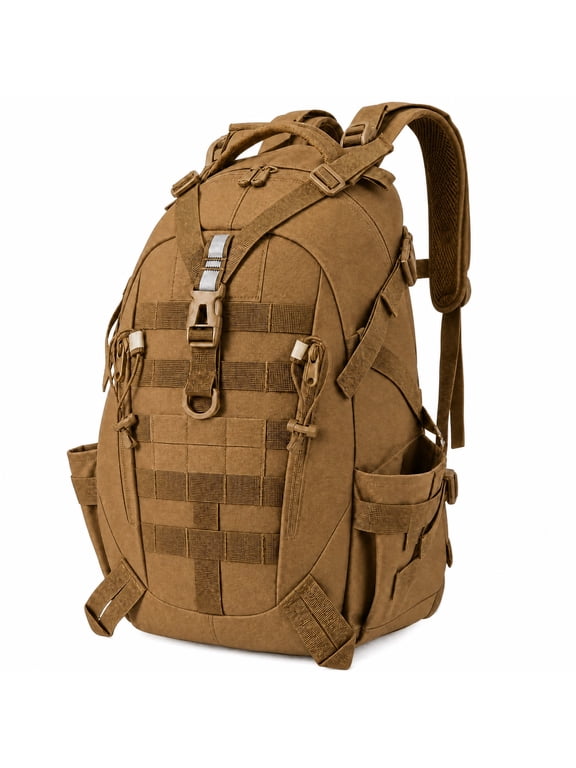 35L Reflective Hiking Backpack, Trail Daypack, MOLLE Trekking Rucksack, Gear Bag for Adults with Water Bottle Pockets, 15.6-Inch Laptop Sleeve