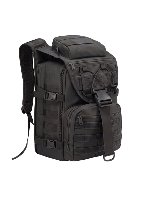 35L Treeking Hiking Backpack, Outdoor Daypack Molle Laptop Rucksack for men with Quick-Access Front Pocket, Adjustable Chest and Side Straps