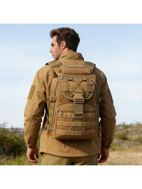 35L Treeking Hiking Backpack, Outdoor Daypack Molle Laptop Rucksack for men with Quick-Access Front Pocket, Adjustable Chest and Side Straps
