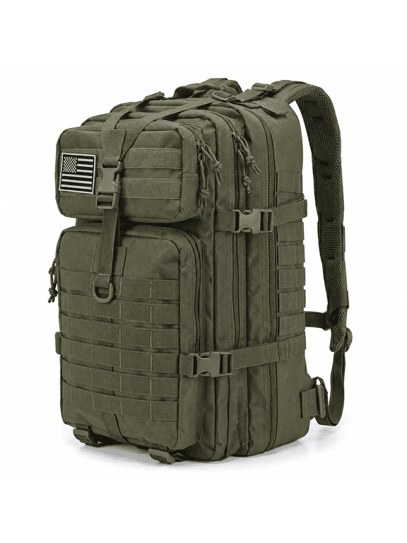 45L Hiking Backpack Large Laptop Bag Modular Gear MOLLE Utility Pack Heavy Duty Outdoor Equipment Rucksack for Camping men with 17-Inch Sleeve 180-Degree Opening