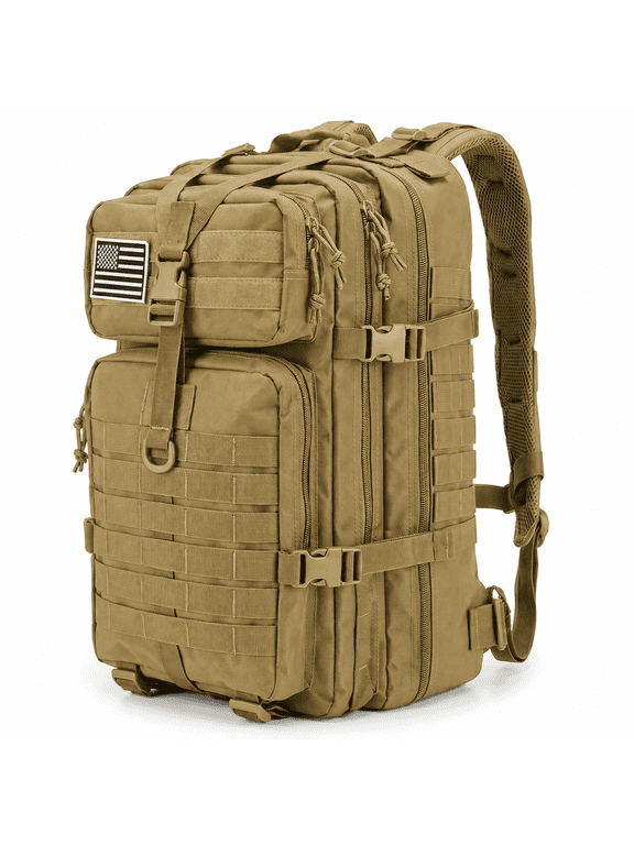 45L Hiking Backpack Large Laptop Bag Modular Gear MOLLE Utility Pack Heavy Duty Outdoor Equipment Rucksack for Camping men with 17-Inch Sleeve 180-Degree Opening