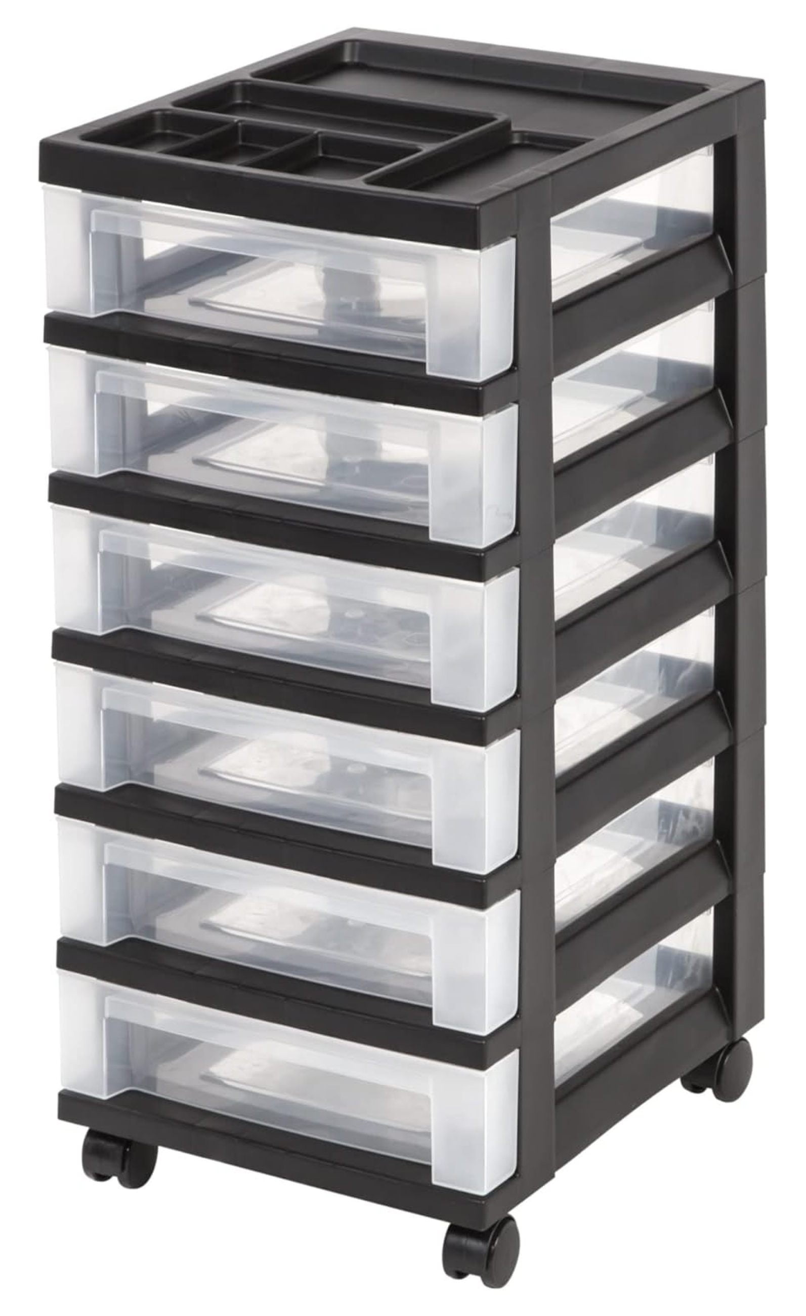 Black and Clear Extra Large 6-Drawer Rolling Plastic Storage Cart
