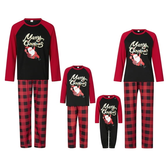 ZAXARRA Family Christmas Pajamas Matching Sets, Xmas Matching Pjs Adults Kids Plaid Long Sleeve Tops Pants Holiday Sleepwear