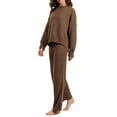 thumbnail image 1 of ZAXARRA Women Casual Sweater Set Winter Solid Color Round Neck Sweater and Wide Leg Pants Outfits Winter Outfits, 1 of 5