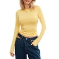 thumbnail image 1 of ZAXARRA Women Long Sleeve T-Shirts Solid Color Crew Neck Casual Shirts Spring Fall Slim Fit Tops Streetwear, 1 of 8