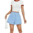 thumbnail image 1 of ZAXARRA Women Lounge Shorts Elastic Low Waist Plaid Short Pajamas Bottom Summer Casual Boxer Short Streetwear, 1 of 9