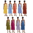 thumbnail image 1 of ZAXARRA Women Summer Dresses Spaghetti Strap Sundress Tie Up Smocked Maxi Dress Ruffle Tiered A Line Beach Dress, 1 of 4