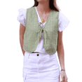thumbnail image 1 of ZAXARRA Women Tie Front Plaid Vest Top Sleeveless V Neck Gingham Shirt Crop Tank Tops Babydoll Streetwear, 1 of 7