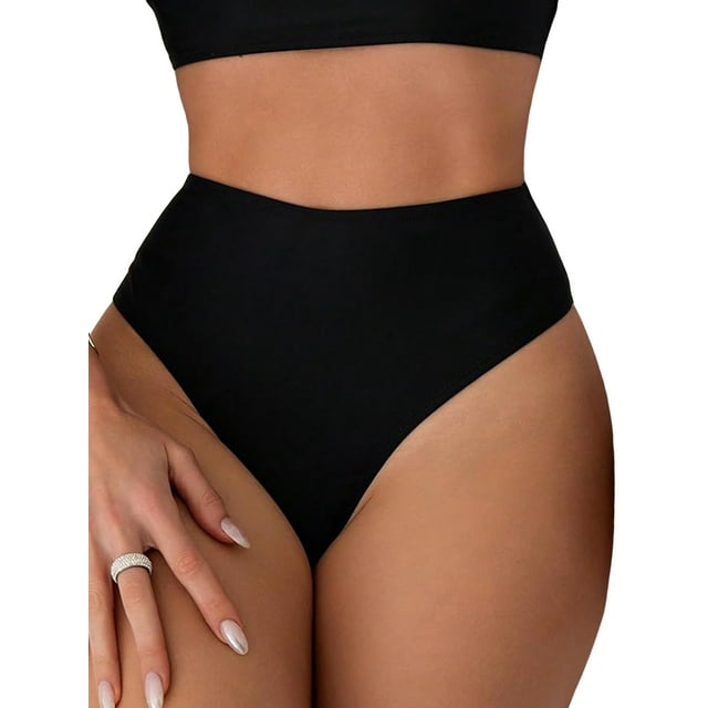 ZAXARRA Women's Bikini Bottom V Cut High Cut Swimsuit High Waisted