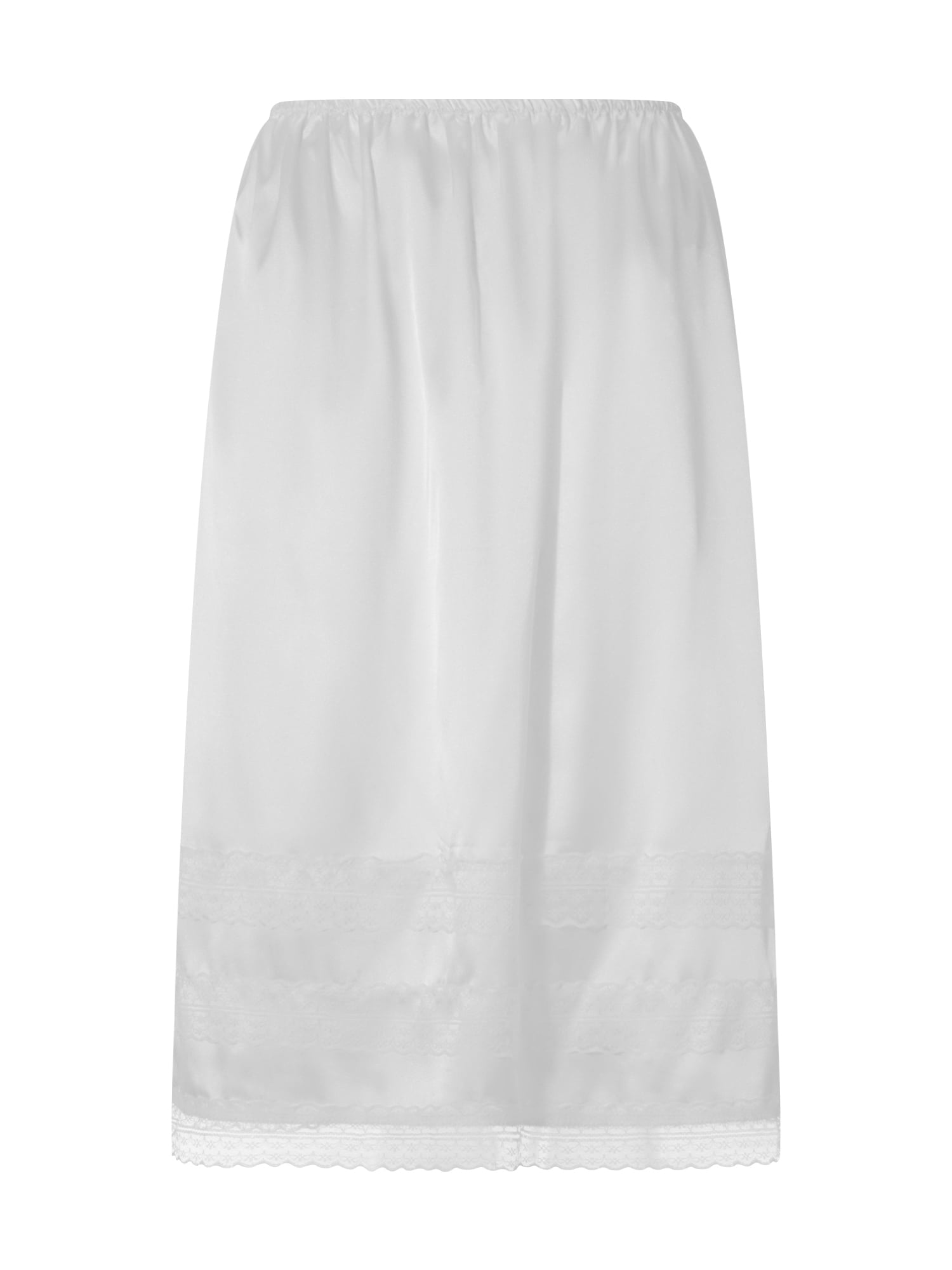 ZAXARRA Women's Satin Half Slip Lace Long Underskirt Skirt Slip Long Slips for Dresses Lingerie