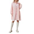 thumbnail image 1 of ZAXARRA Women's Summer Shirt Dress Long Sleeve Turn-Down Collar Loose Casual Knee Length Dress, 1 of 9